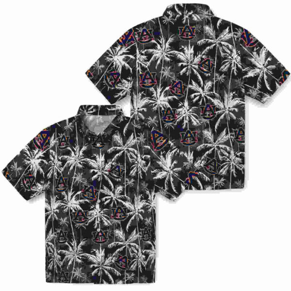 Palm Pattern Navy Blue Black Auburn Tigers Hawaiian Shirt