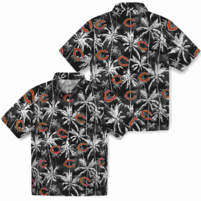Palm Pattern Blue Black Chicago Bears Hawaiian Shirt