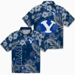 Hibiscus Print Blue BYU Cougars Hawaiian Shirt