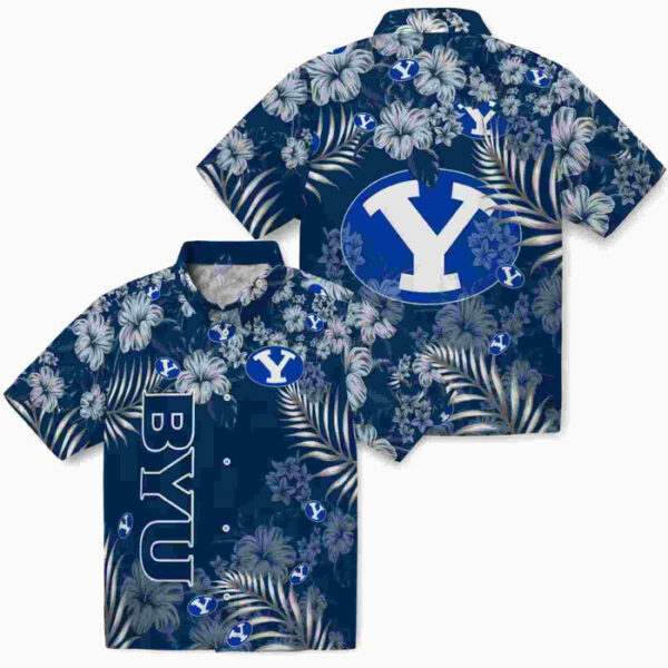 Hibiscus Print Blue BYU Cougars Hawaiian Shirt