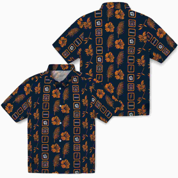 Framed Floral Navy Blue Auburn Tigers Hawaiian Shirt