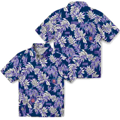Tropical Leaf Blue White Chicago Cubs Hawaiian Shirt