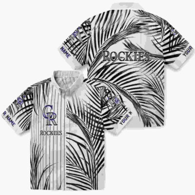 Palm Stripes Blue Black White Colorado Rockies Hawaiian Shirt