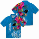 Floral Polynesian Blue Carolina Panthers Hawaiian Shirt
