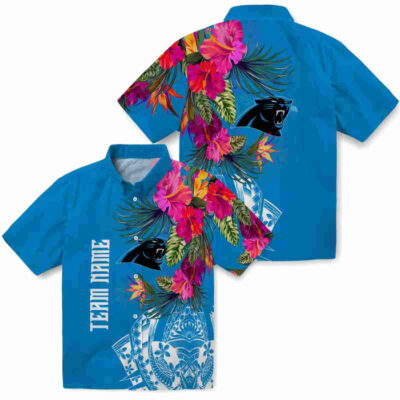 Floral Polynesian Blue Carolina Panthers Hawaiian Shirt