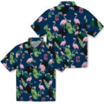Flamingo Leaf Motif Navy Blue Cleveland Guardians Hawaiian Shirt