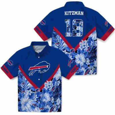 Customized Floral Chevron Blue Buffalo Bills Hawaiian Shirt