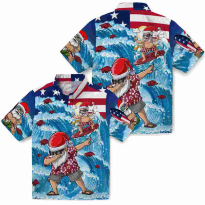 Surfing Santa Blue Arkansas Razorbacks Hawaiian Shirt