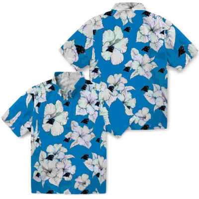Hibiscus Blooms Blue White Carolina Panthers Hawaiian Shirt