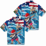 Surfing Santa Blue Atlanta Braves Hawaiian Shirt