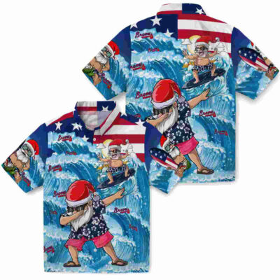 Surfing Santa Blue Atlanta Braves Hawaiian Shirt