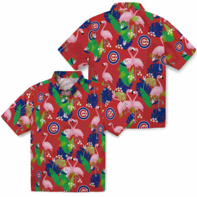 Flamingo Foliage Blue Green Chicago Cubs Hawaiian Shirt