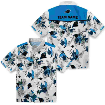Customized Botanical Theme Blue White Carolina Panthers Hawaiian Shirt