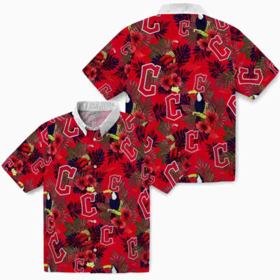 Floral Toucan Navy Blue Red Cleveland Guardians Hawaiian Shirt