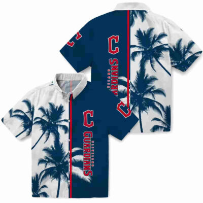 Palm Trees Navy Blue White Cleveland Guardians Hawaiian Shirt