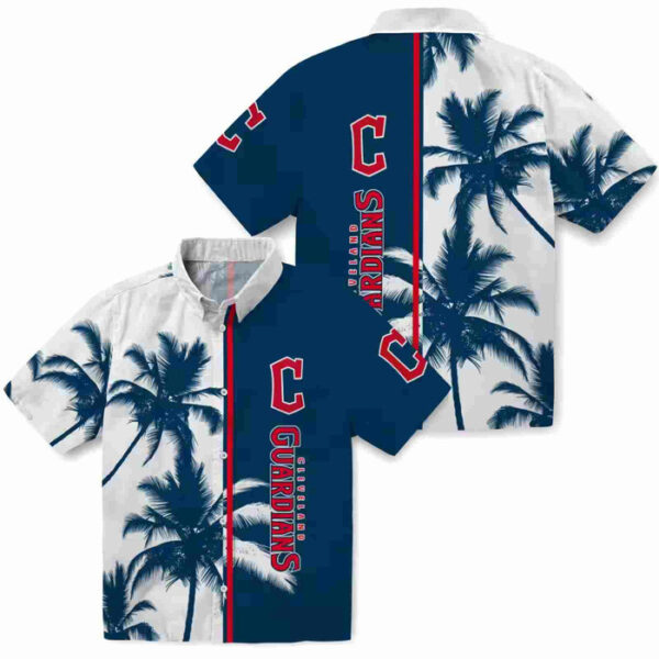 Palm Trees Navy Blue White Cleveland Guardians Hawaiian Shirt