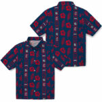Framed Floral Navy Blue Cleveland Guardians Hawaiian Shirt