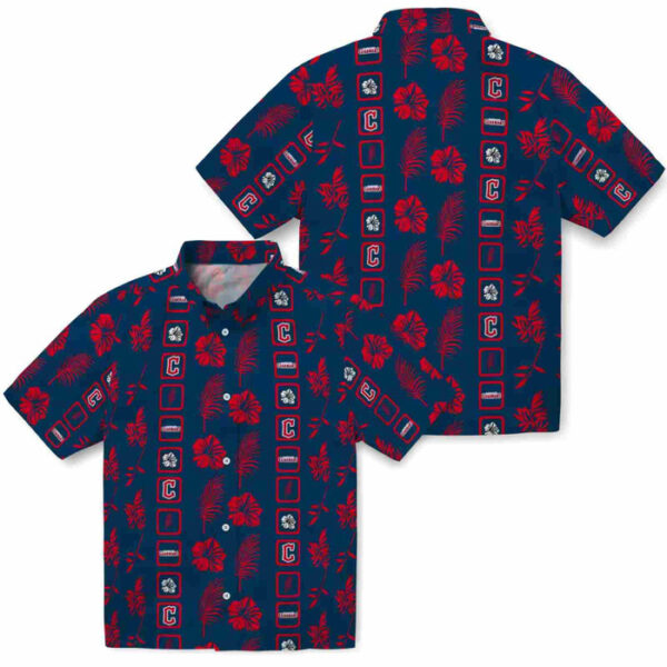 Framed Floral Navy Blue Cleveland Guardians Hawaiian Shirt