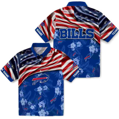 Customized US Flag Hibiscus Blue Buffalo Bills Hawaiian Shirt