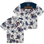 Customized Botanical Theme Navy Blue White Auburn Tigers Hawaiian Shirt