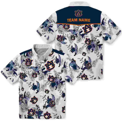 Customized Botanical Theme Navy Blue White Auburn Tigers Hawaiian Shirt