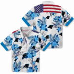 Patriotic Hibiscus Design Blue White Carolina Panthers Hawaiian Shirt