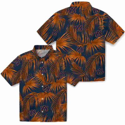 Leafy Palms Navy Blue Auburn Tigers Hawaiian Shirt
