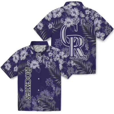 Hibiscus Print Blue Colorado Rockies Hawaiian Shirt