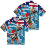 Surfing Santa Blue Cleveland Browns Hawaiian Shirt