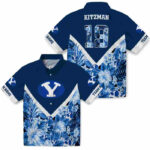 Customized Floral Chevron Blue BYU Cougars Hawaiian Shirt