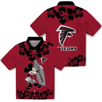 Surfing Mickey Red Atlanta Falcons Hawaiian Shirt