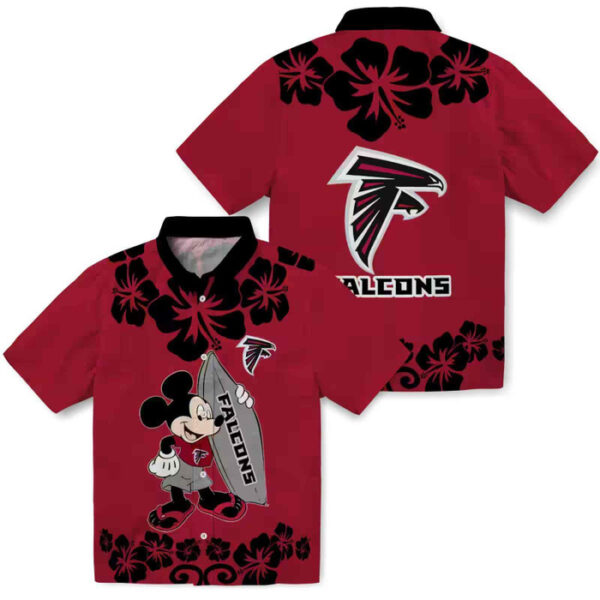 Surfing Mickey Red Atlanta Falcons Hawaiian Shirt