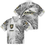 Palm Stripes Gold Black White Army Black Knights Hawaiian Shirt