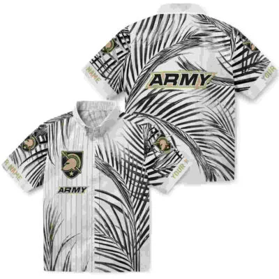 Palm Stripes Gold Black White Army Black Knights Hawaiian Shirt