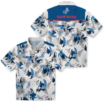 Customized Botanical Theme Blue White Los Angeles Dodgers Hawaiian Shirt
