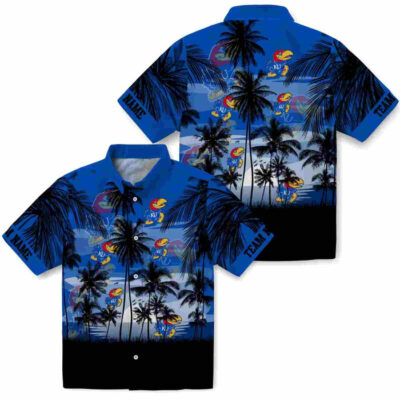 Customized Sunset Scene Blue Black Kansas Jayhawks Hawaiian Shirt