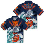 Customized Surfing Skeleton Blue Illinois Fighting Illini Hawaiian Shirt