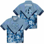 Customized Floral Chevron Light Blue North Carolina Tar Heels Hawaiian Shirt