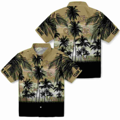 Customized Sunset Scene Gold Black Georgia Tech Yellow Jackets Hawaiian Shirt