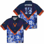 Customized Floral Chevron Blue Virginia Cavaliers Hawaiian Shirt