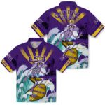 Customized Surfing Skeleton Purple Blue LSU Tigers Hawaiian Shirt