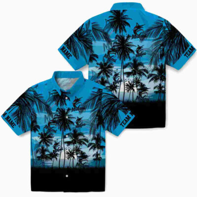 Customized Sunset Scene Blue Black Miami Marlins Hawaiian Shirt