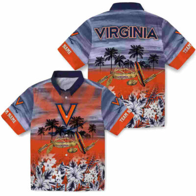 Customized Tropical Canoe Blue Virginia Cavaliers Hawaiian Shirt
