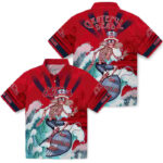 Customized Surfing Skeleton Red Blue Ole Miss Rebels Hawaiian Shirt