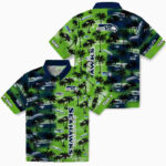 Customized Palm Silhouettes Blue Seattle Seahawks Hawaiian Shirt