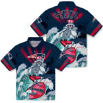 Customized Surfing Skeleton Blue New England Patriots Hawaiian Shirt