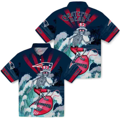 Customized Surfing Skeleton Blue New England Patriots Hawaiian Shirt