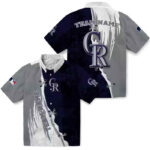 Customized Edgy Streaks Blue White Colorado Rockies Hawaiian Shirt