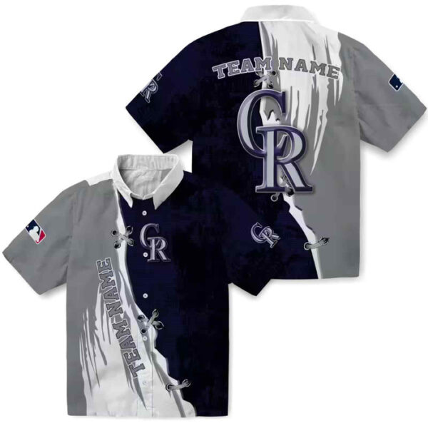 Customized Edgy Streaks Blue White Colorado Rockies Hawaiian Shirt