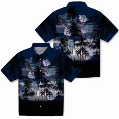 Customized Sunset Scene Blue Black Gonzaga Bulldogs Hawaiian Shirt